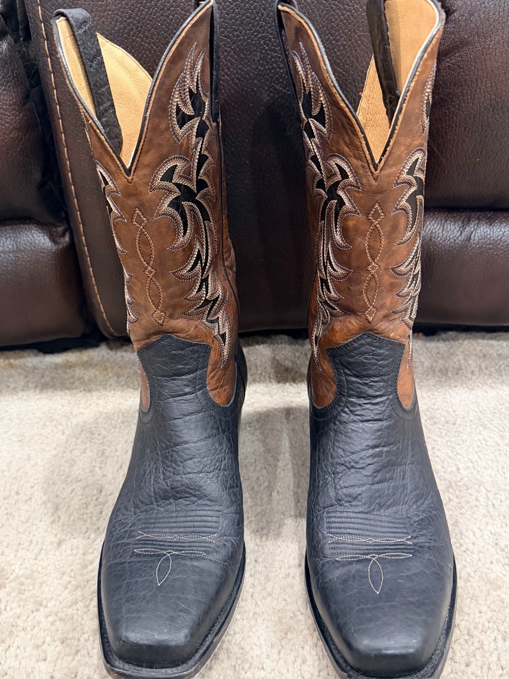 Men's Two-Tone Brown & Black Western Cowboy Boots